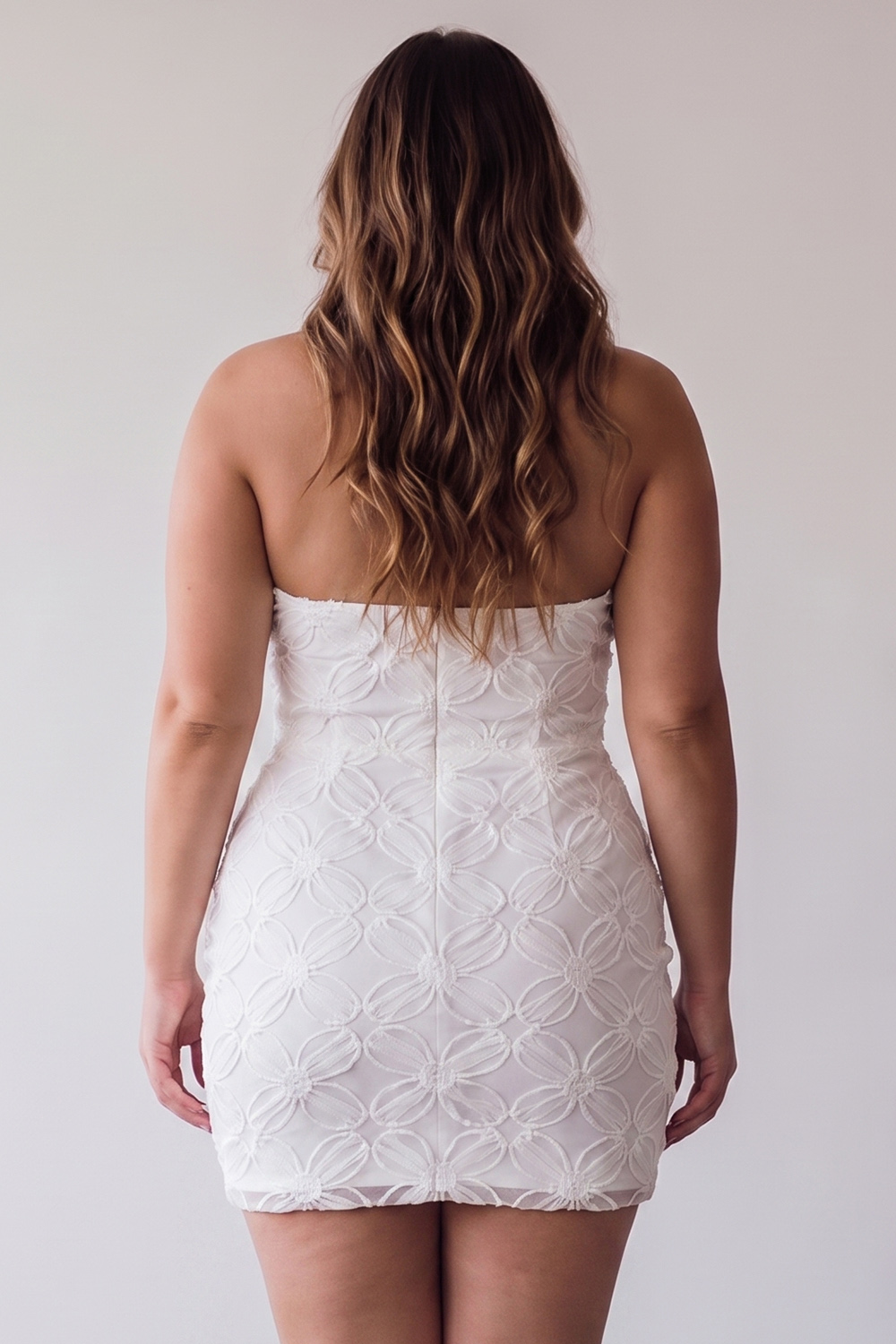 Floral White Halter Tight Short Graduation Dress