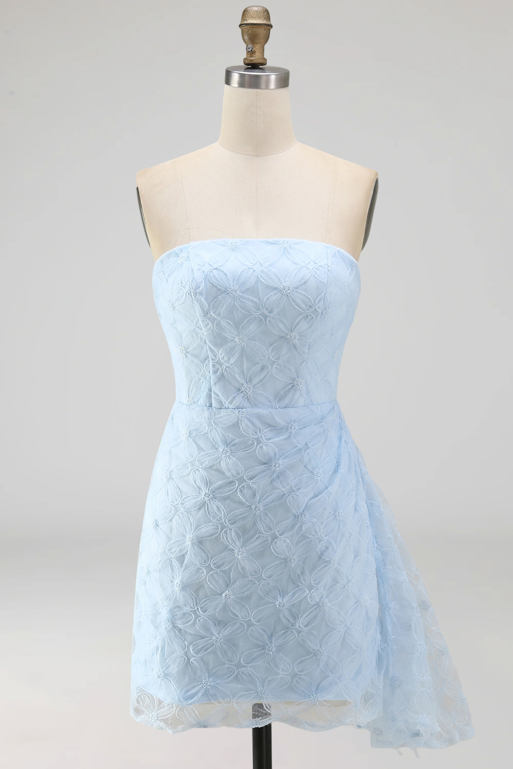Floral White Ruched Tight Short Graduation Dress with Side Cape