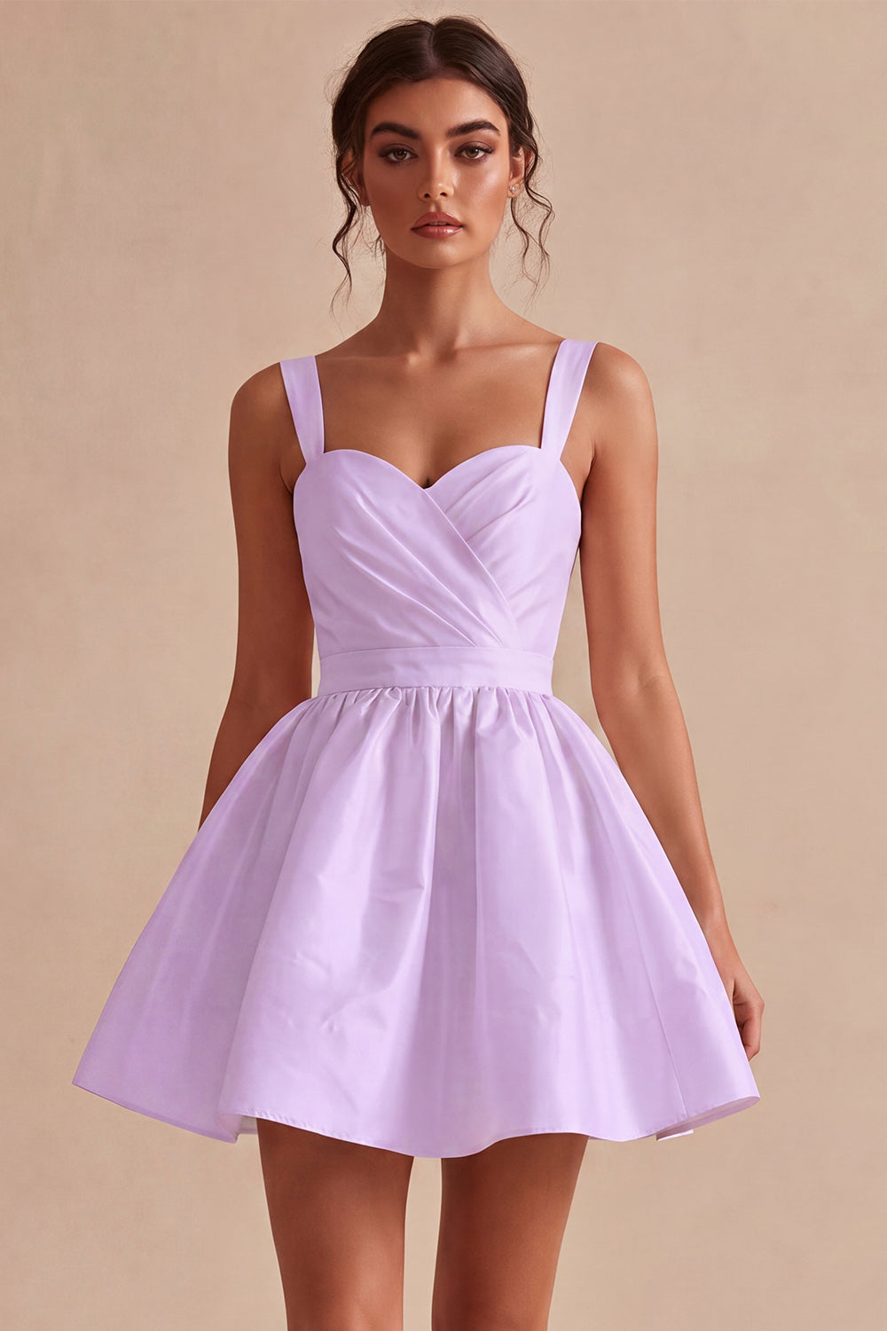 Short White Ruched A-Line Thick Straps Graduation Dress