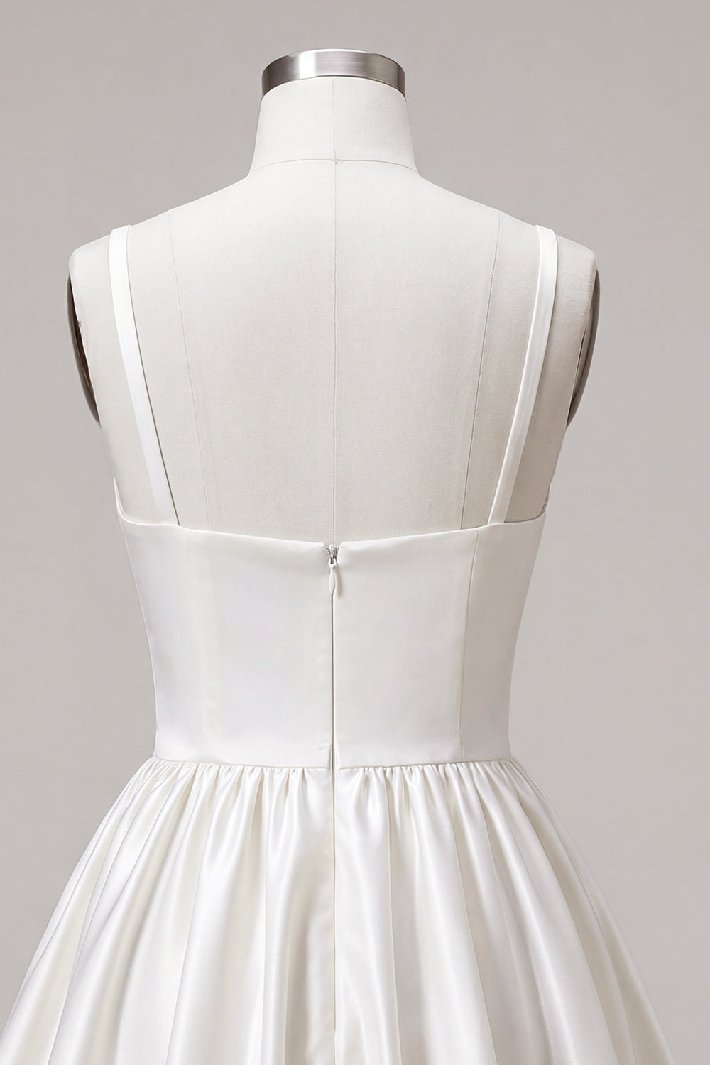 Short White Ruched A-Line Thick Straps Graduation Dress