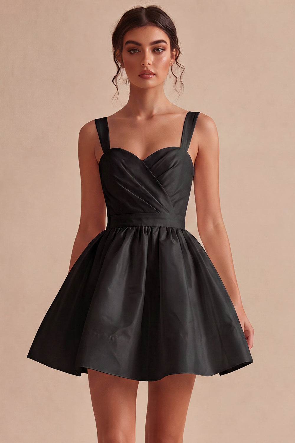 Short White Ruched A-Line Thick Straps Graduation Dress