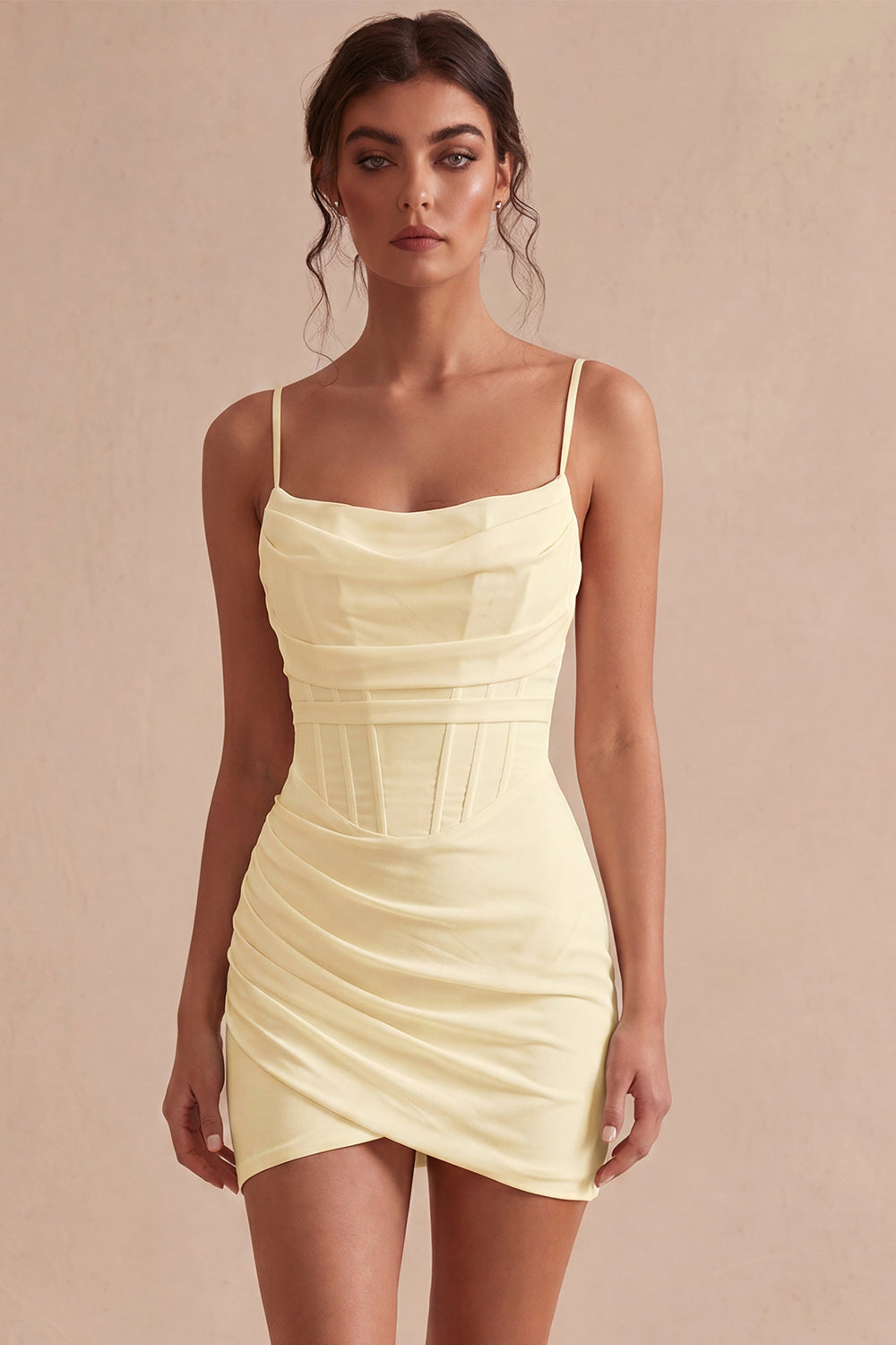 Corset White Ruched Spaghetti Straps Tight Short Graduation Dress