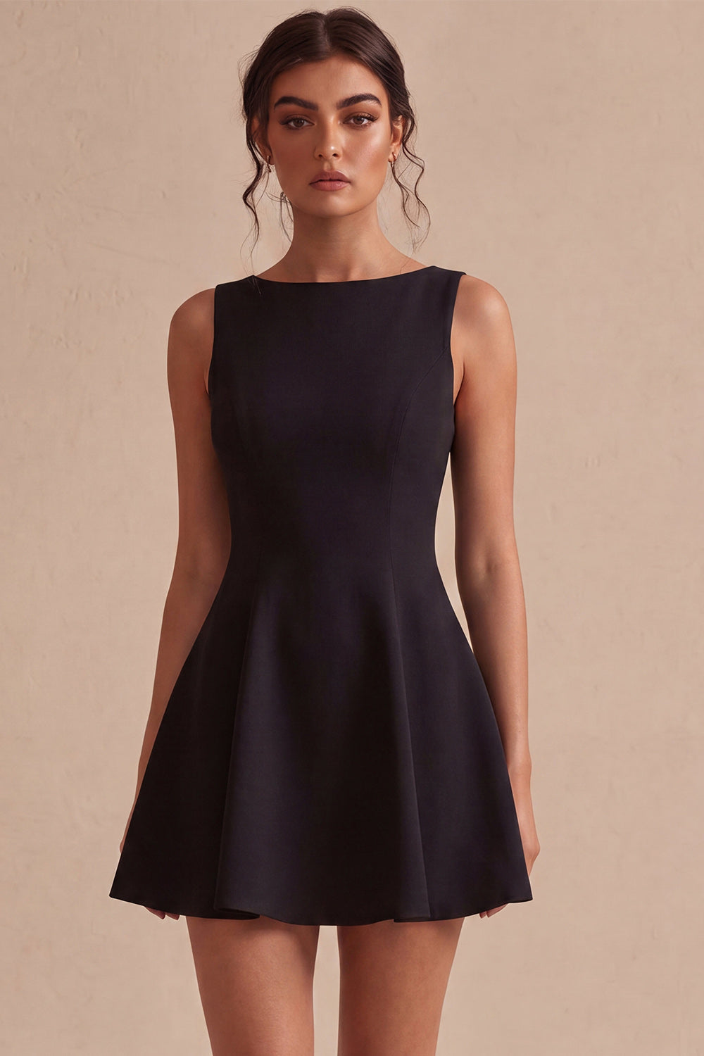 White Short Bateau Neck A-Line Graduation Dress