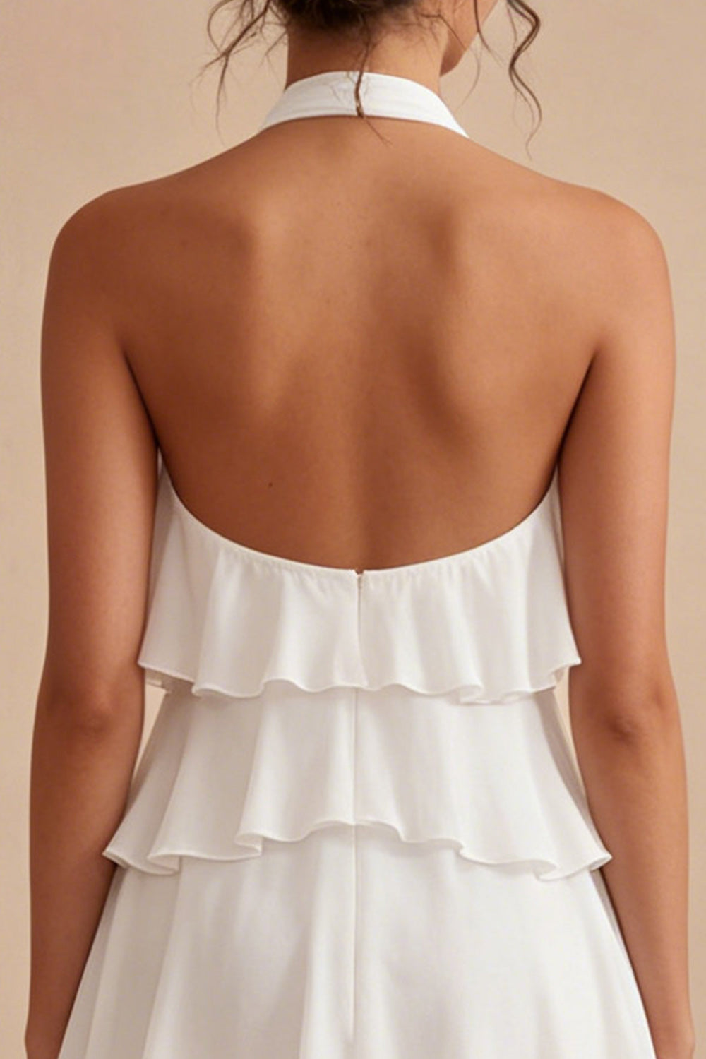 White Tiered A-Line Short Ruffled Graduation Dress with 3D Flower