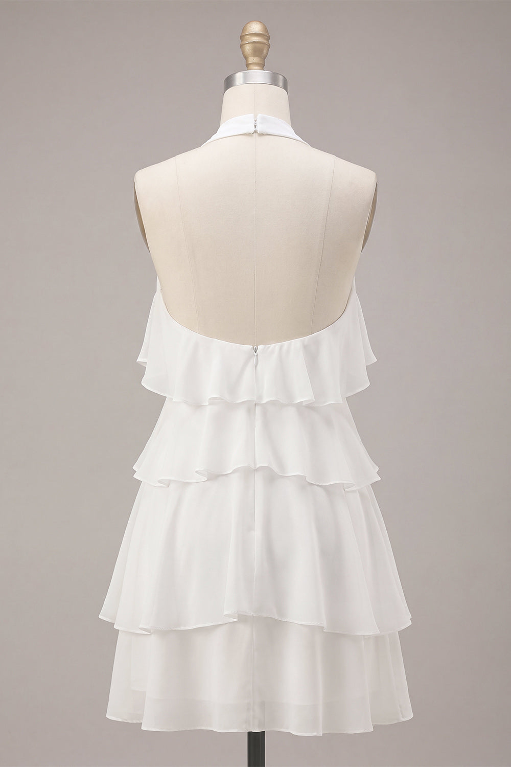 White Tiered A-Line Short Ruffled Graduation Dress with 3D Flower