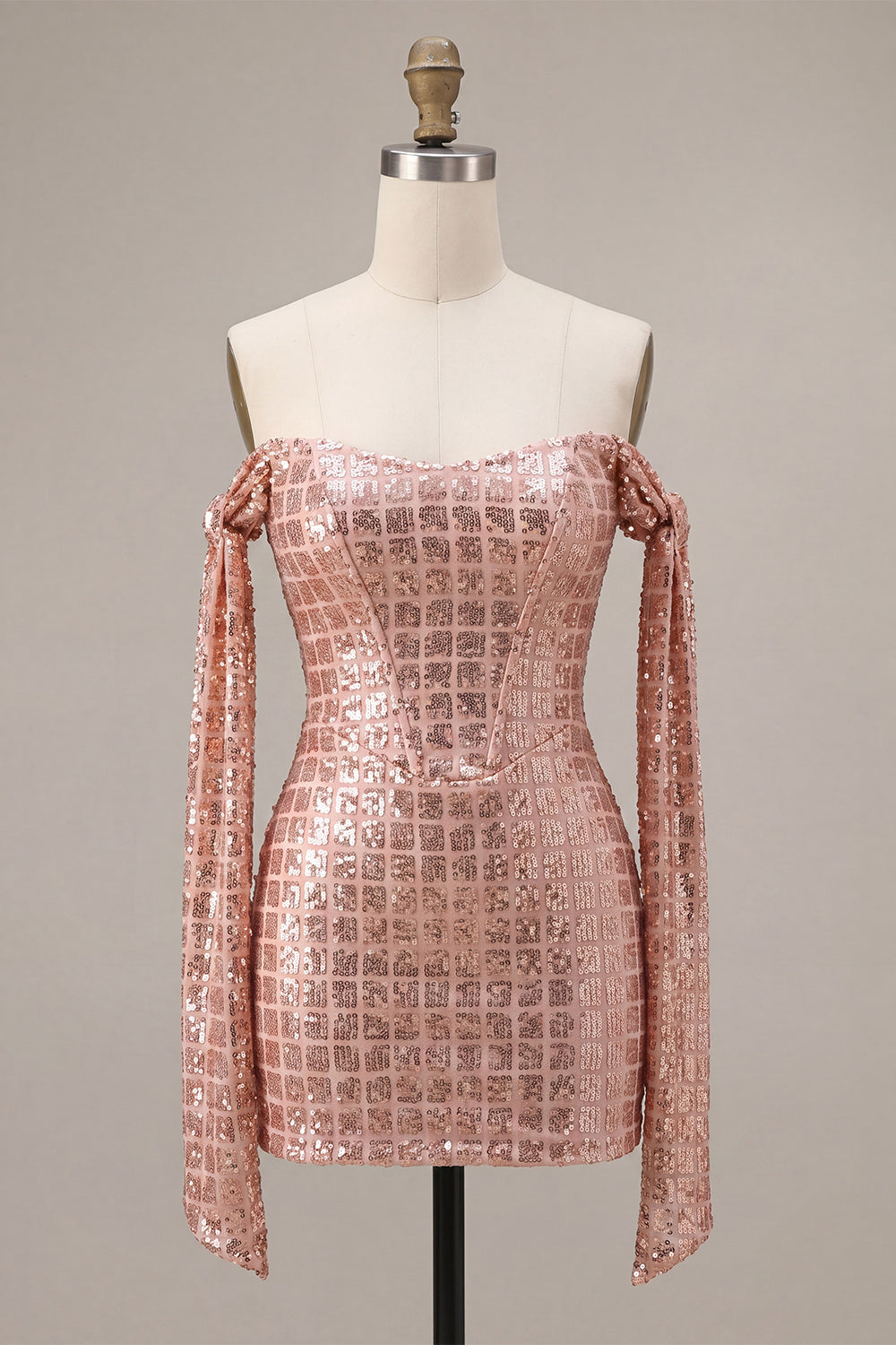 Sparkly Pink Tight Sequin Short Homecoming Dress