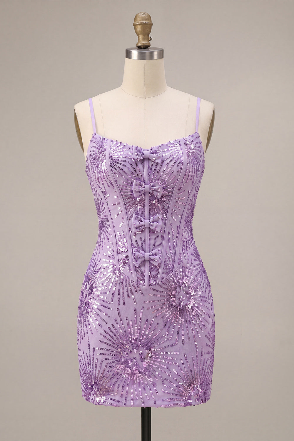 Sparkly Plum Sequin Tight Short Corset Homecoming Dress