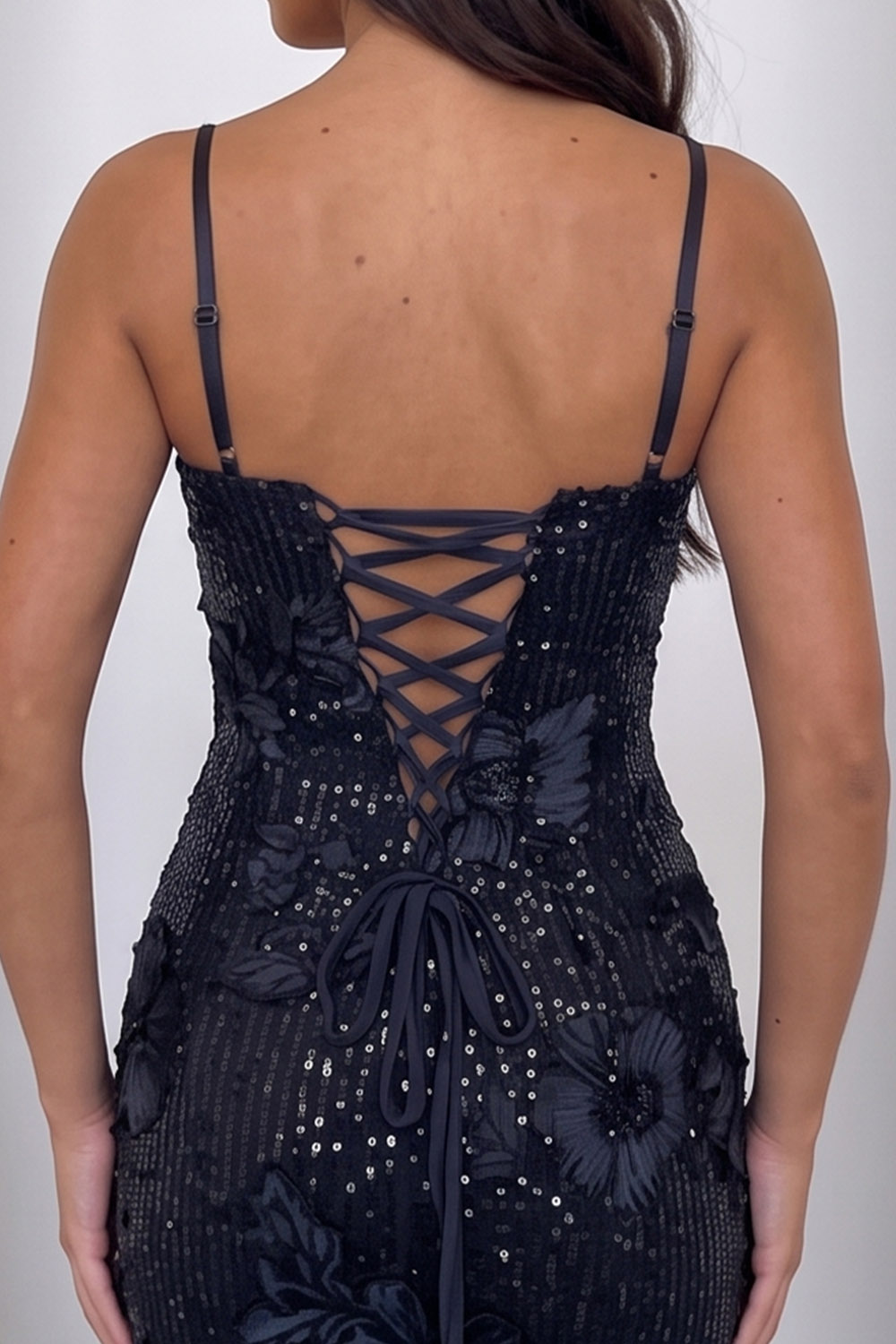 Navy Tight Sparkly Corset Sequin Short Birthday Dress