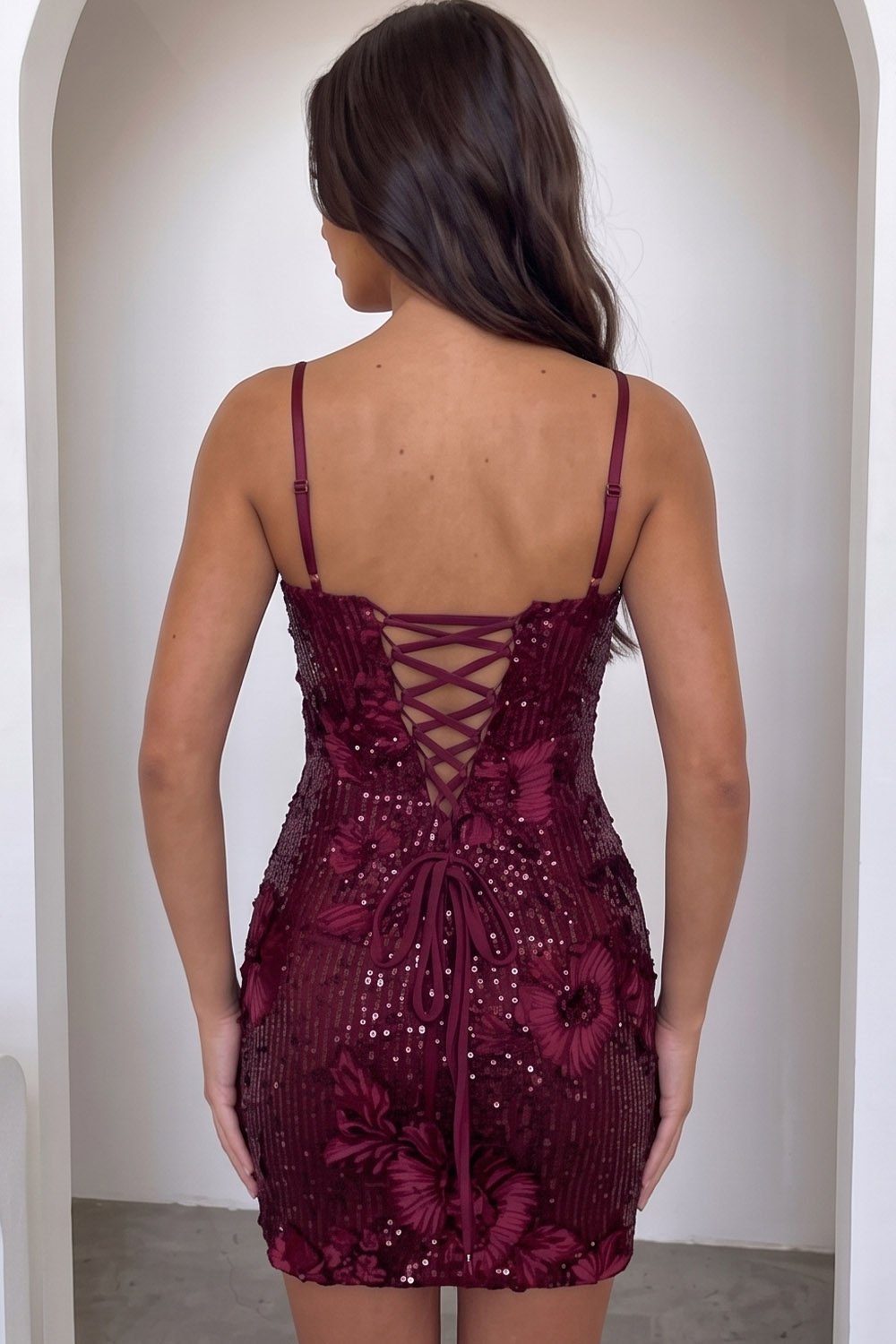 Navy Tight Sparkly Corset Sequin Short Birthday Dress