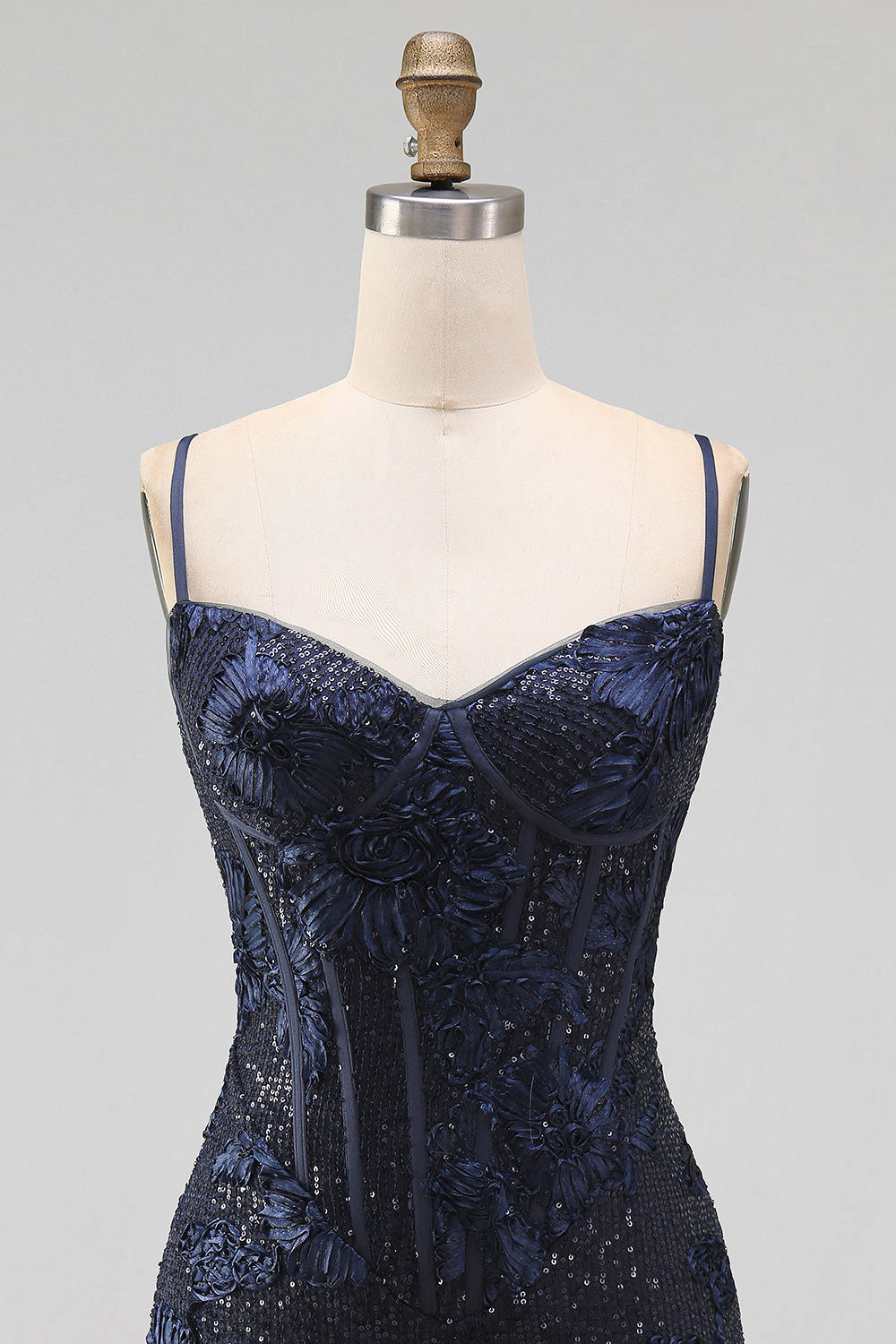 Navy Tight Sparkly Corset Sequin Short Birthday Dress