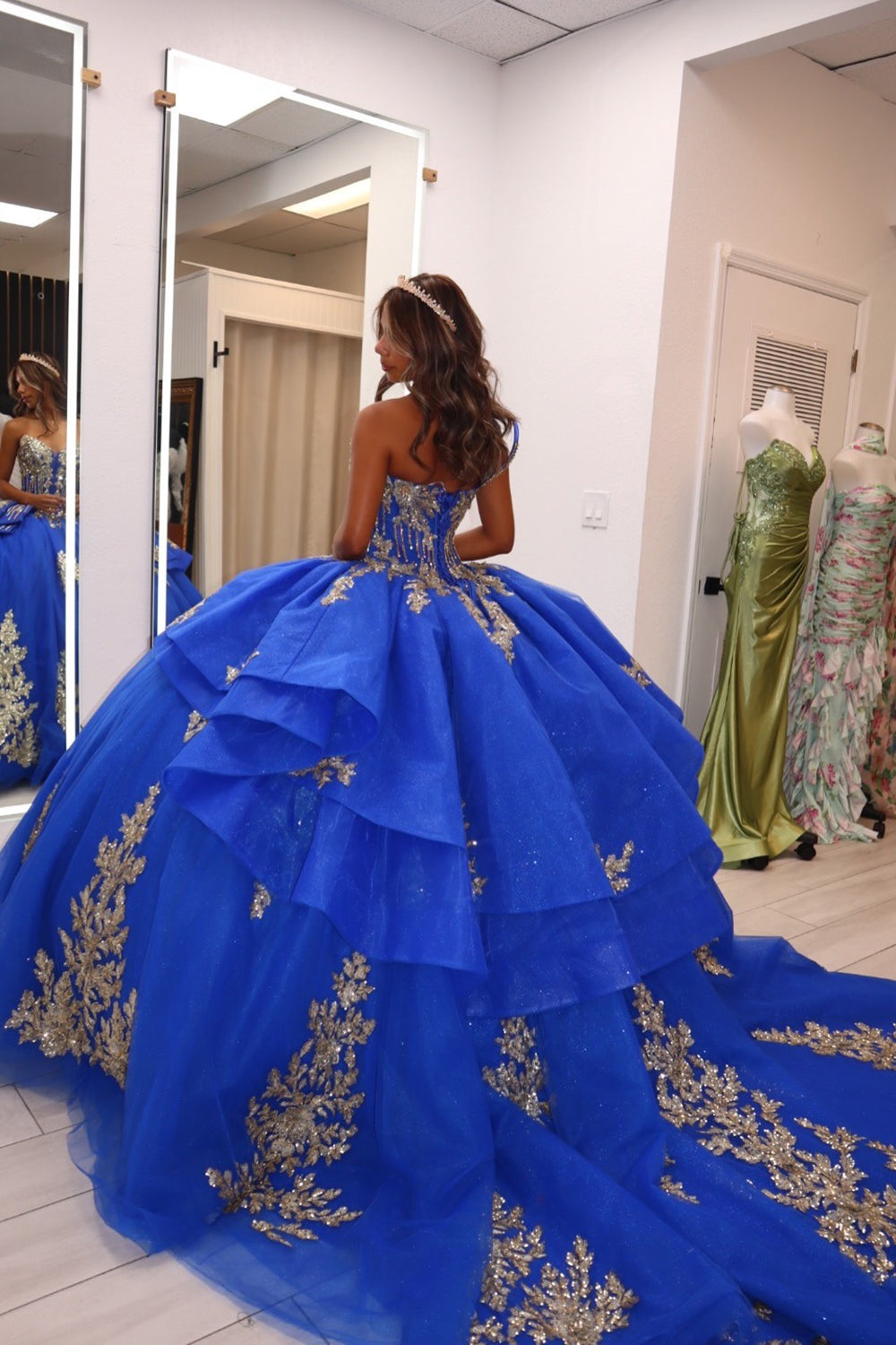 Royal Blue Appliqued One Shoulder Ball Gown Long Quinceanera Dress