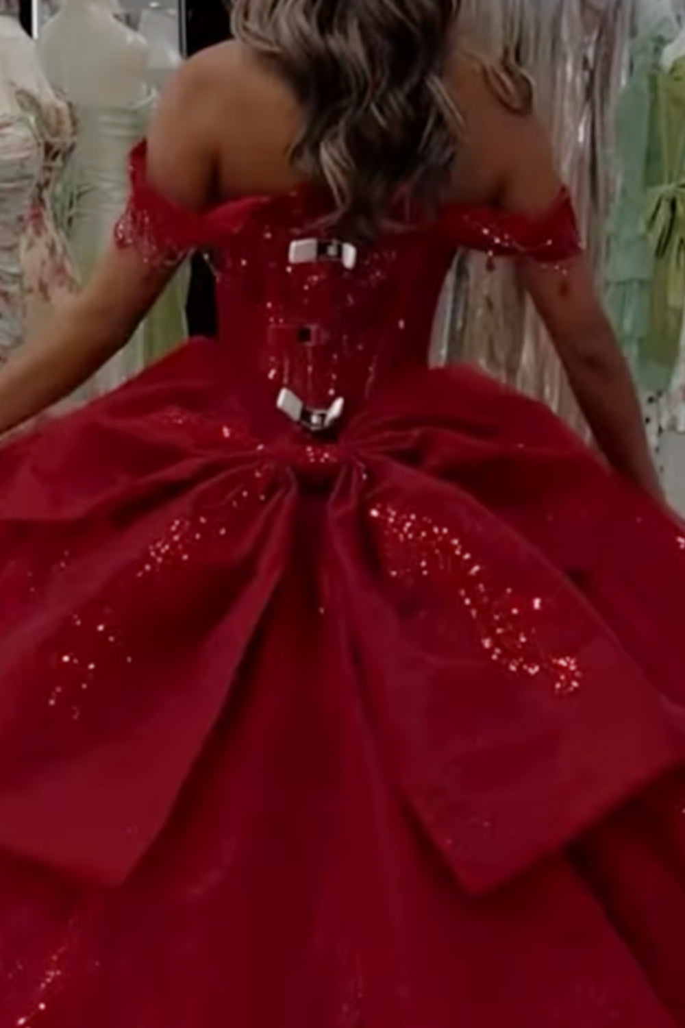 Beaded Red Off the Shoulder Ball Gown Long Quinceanera Dress with Appliques