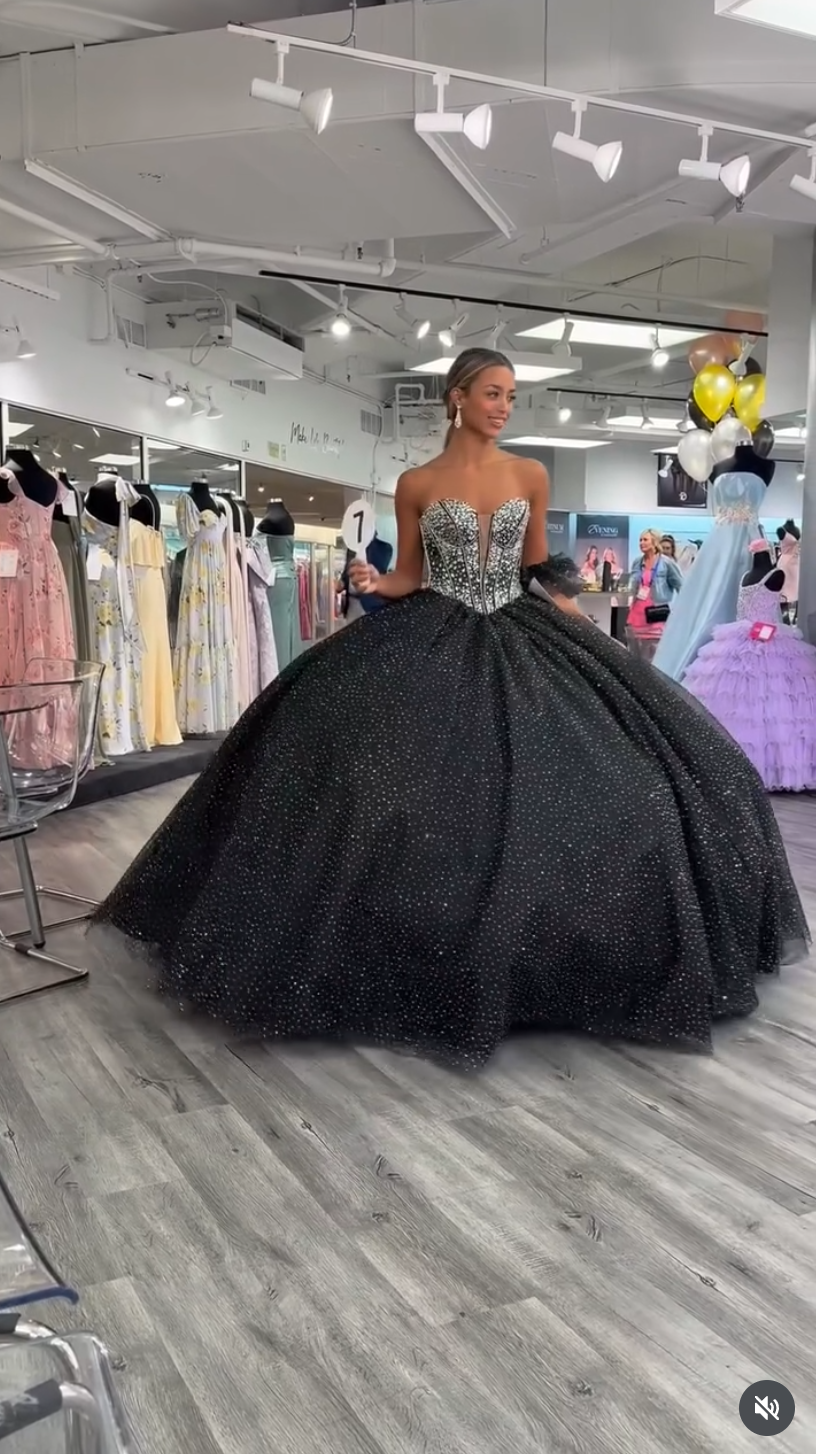 Black Corset Ball Gown Sweetheart Long Quinceanera Dress