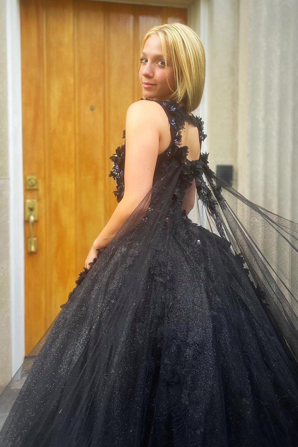 Black Floral Sparkly Sequin Princess Ball Gown Long Quinceanera Dress