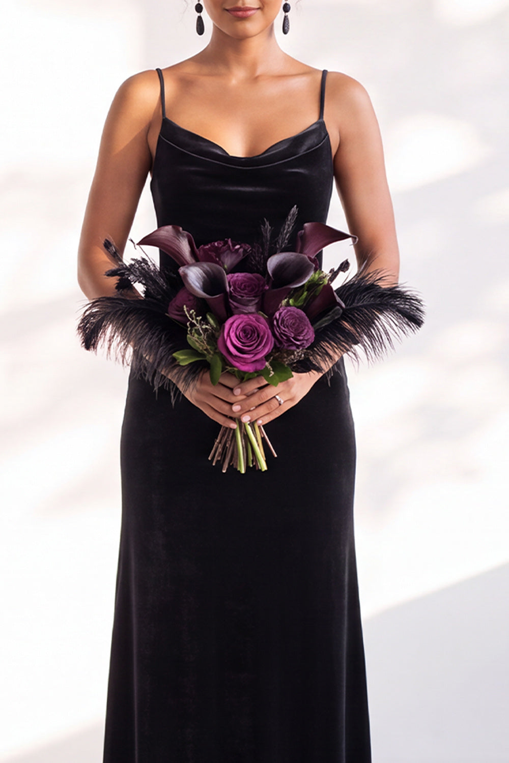 Dark Green Mermaid Spaghetti Straps Velvet Long Formal Dress