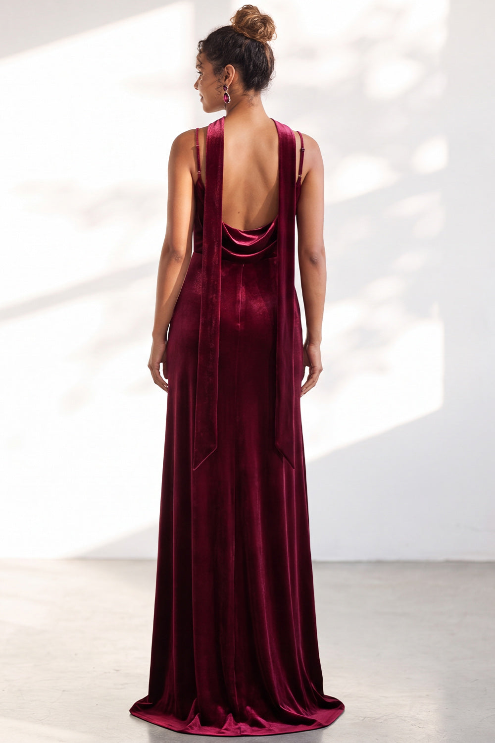Dark Green Mermaid Spaghetti Straps Velvet Long Formal Dress
