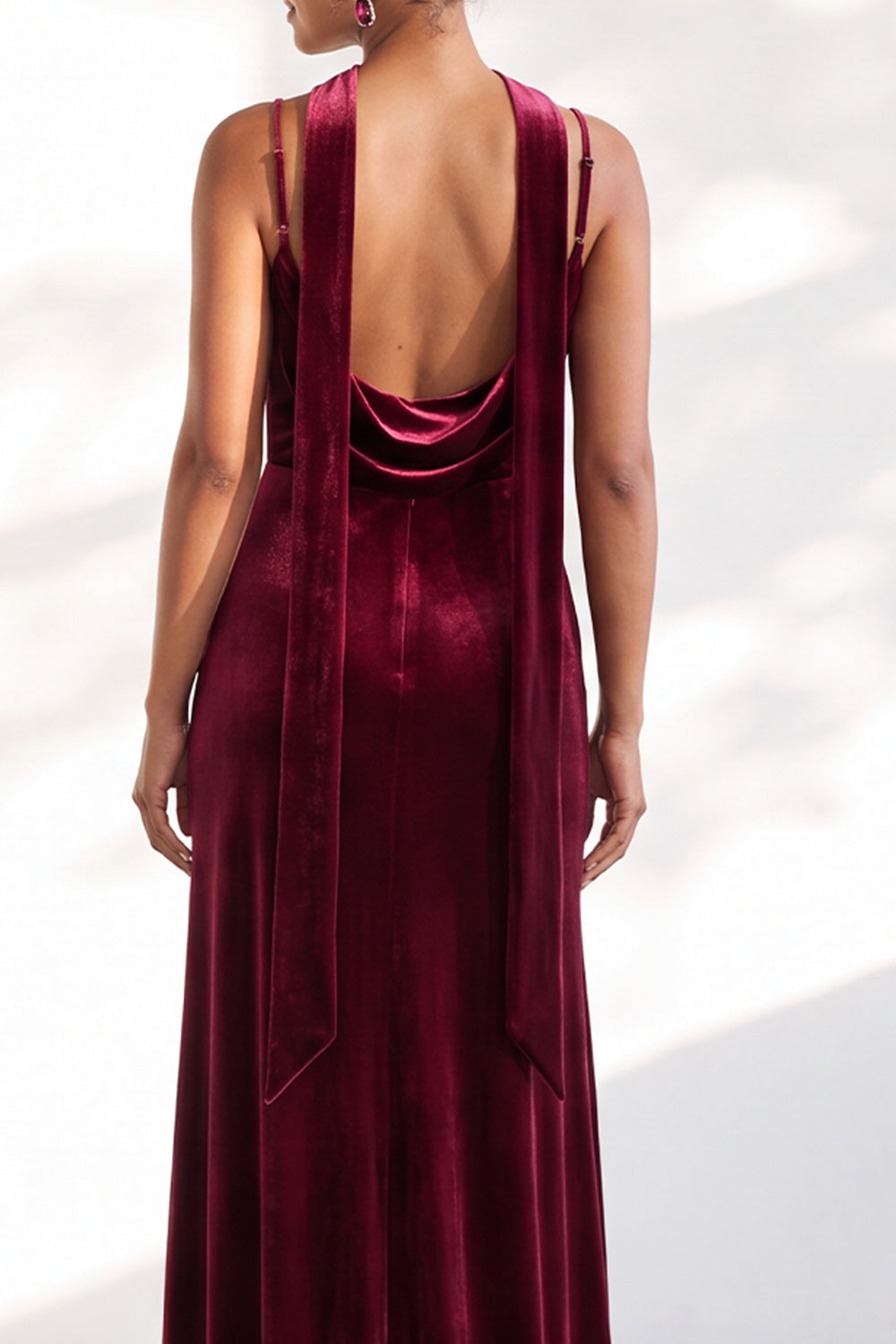 Dark Green Mermaid Spaghetti Straps Velvet Long Formal Dress