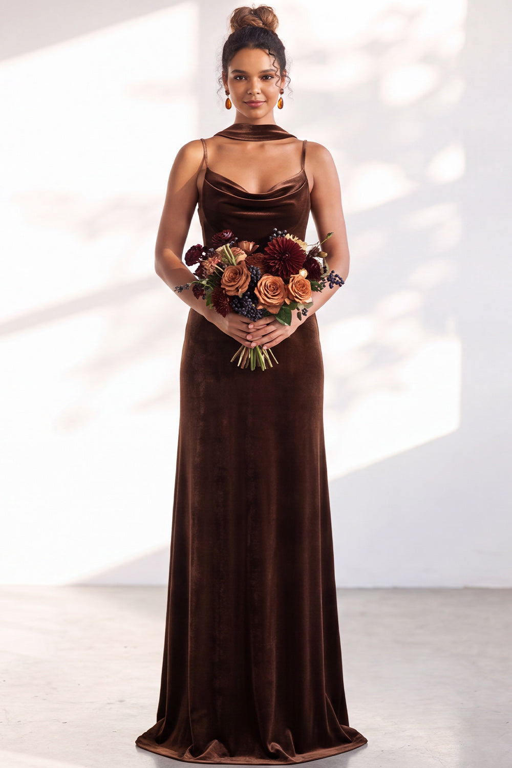 Dark Green Mermaid Spaghetti Straps Velvet Long Formal Dress