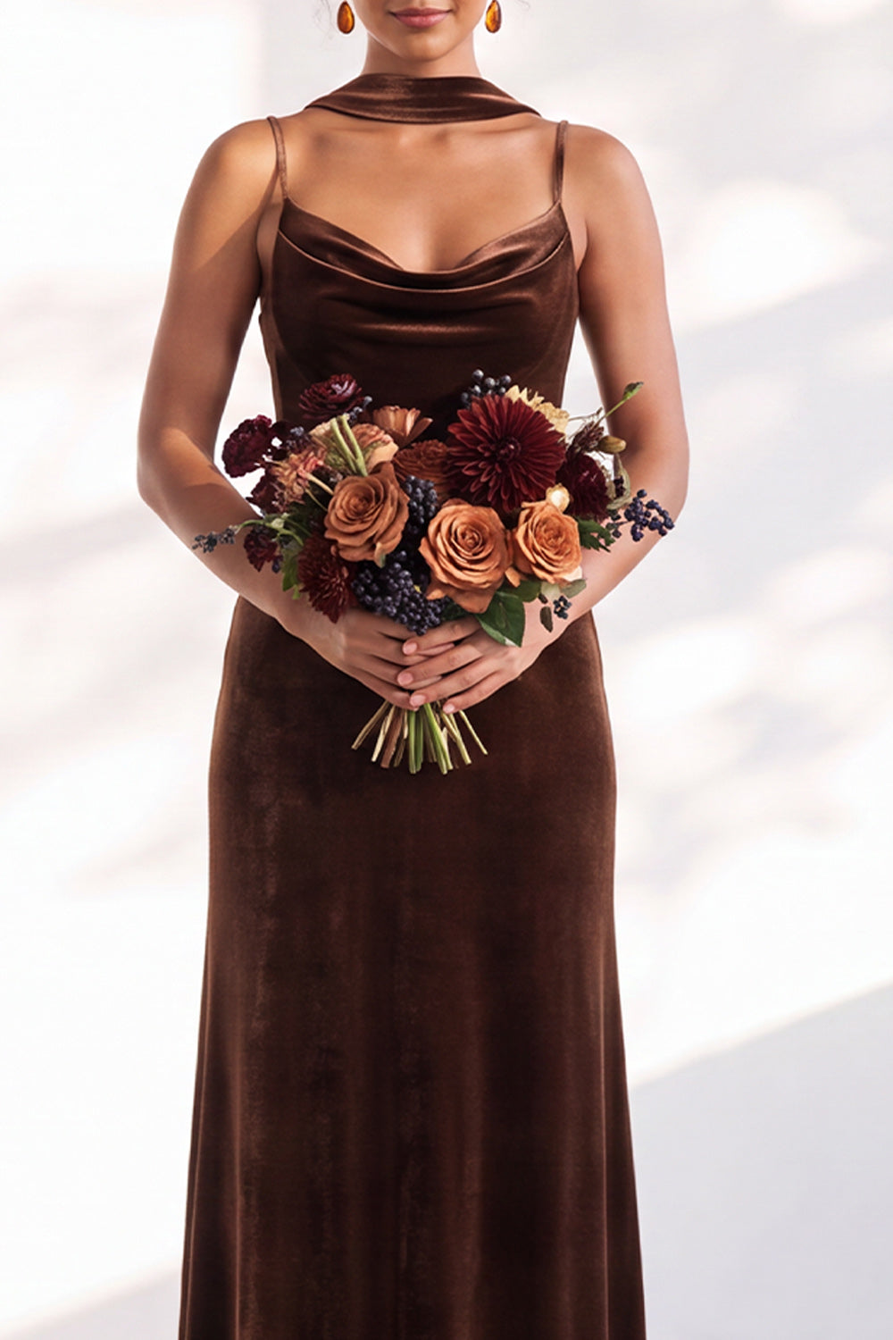 Dark Green Mermaid Spaghetti Straps Velvet Long Formal Dress