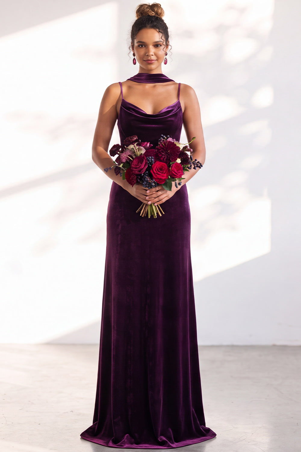 Dark Green Mermaid Spaghetti Straps Velvet Long Formal Dress