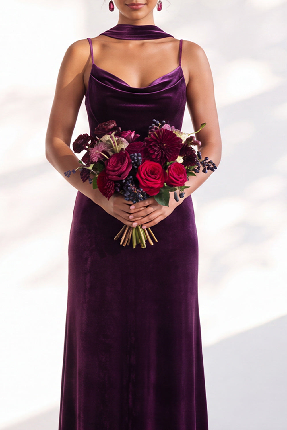 Dark Green Mermaid Spaghetti Straps Velvet Long Formal Dress