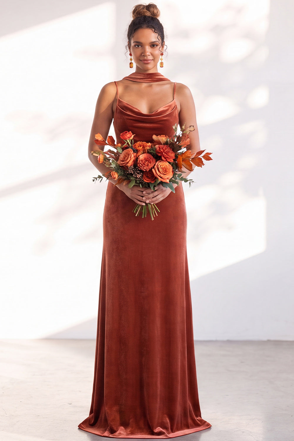 Dark Green Mermaid Spaghetti Straps Velvet Long Formal Dress