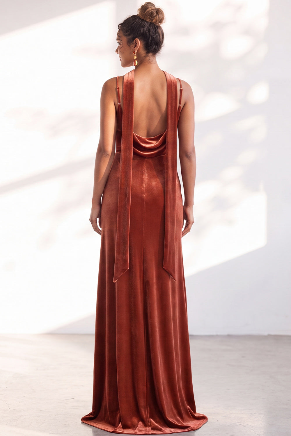 Dark Green Mermaid Spaghetti Straps Velvet Long Formal Dress