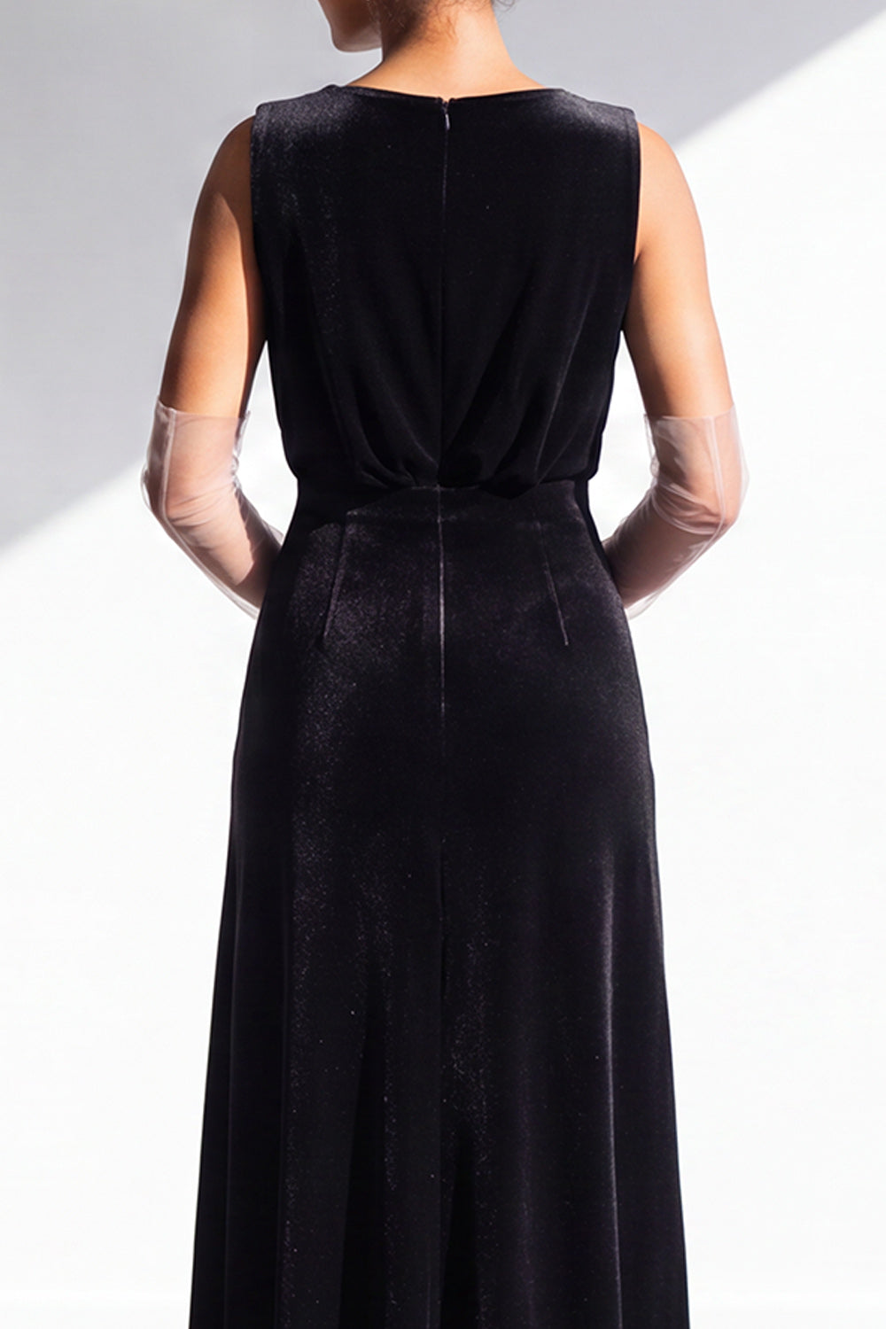 Coffee Velvet Sheath V-Neck Long Formal Dress