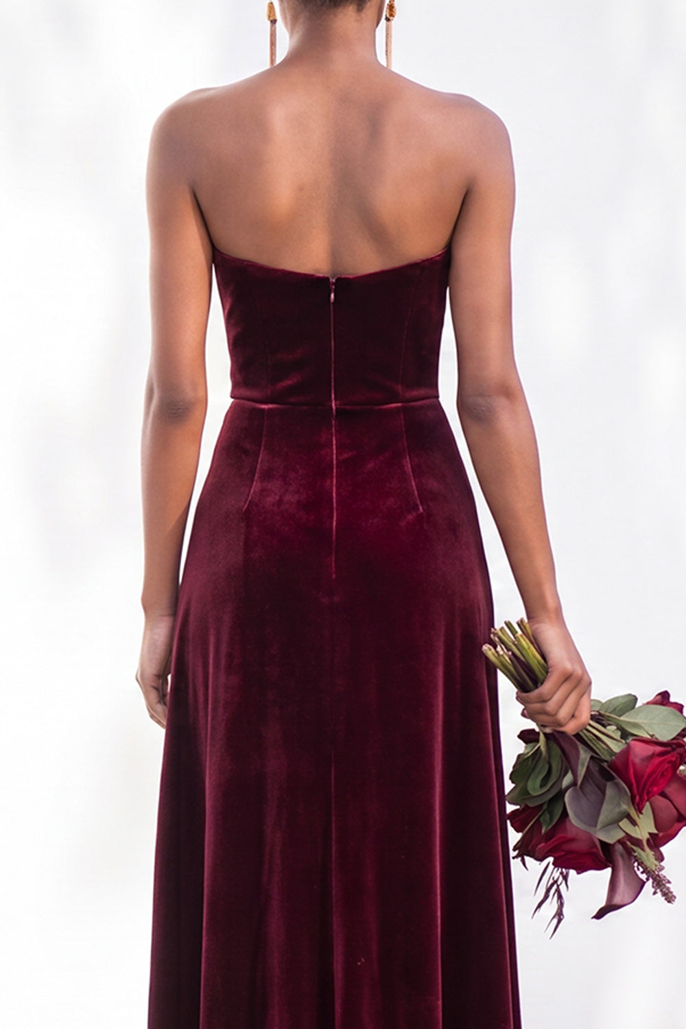 Navy Velvet Sheath Sweetheart Long Formal Dress with Slit