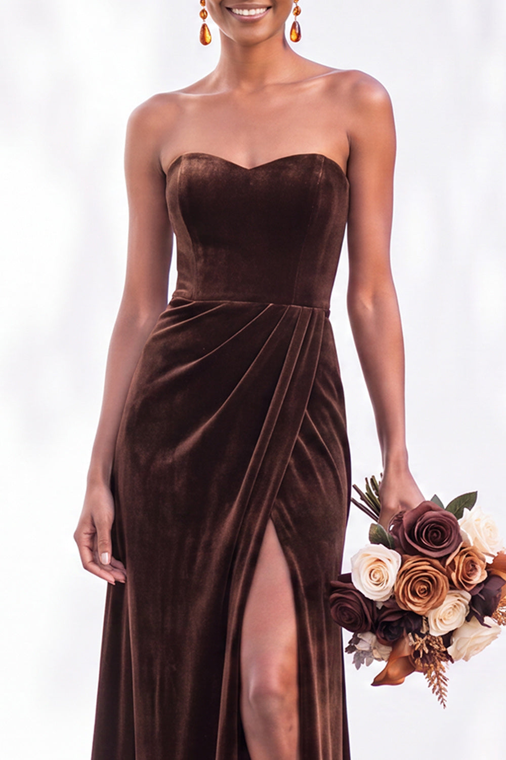 Navy Velvet Sheath Sweetheart Long Formal Dress with Slit