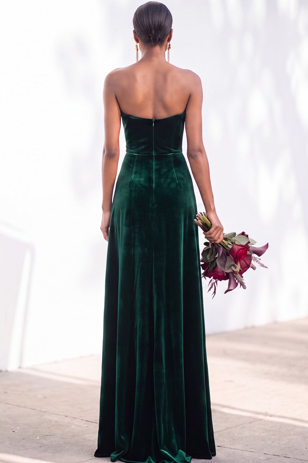 Navy Velvet Sheath Sweetheart Long Formal Dress with Slit