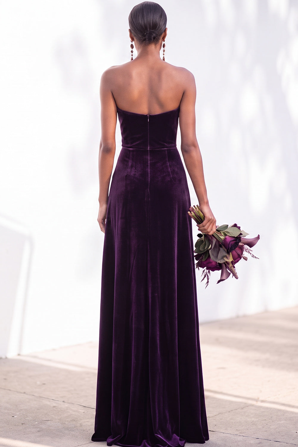 Navy Velvet Sheath Sweetheart Long Formal Dress with Slit