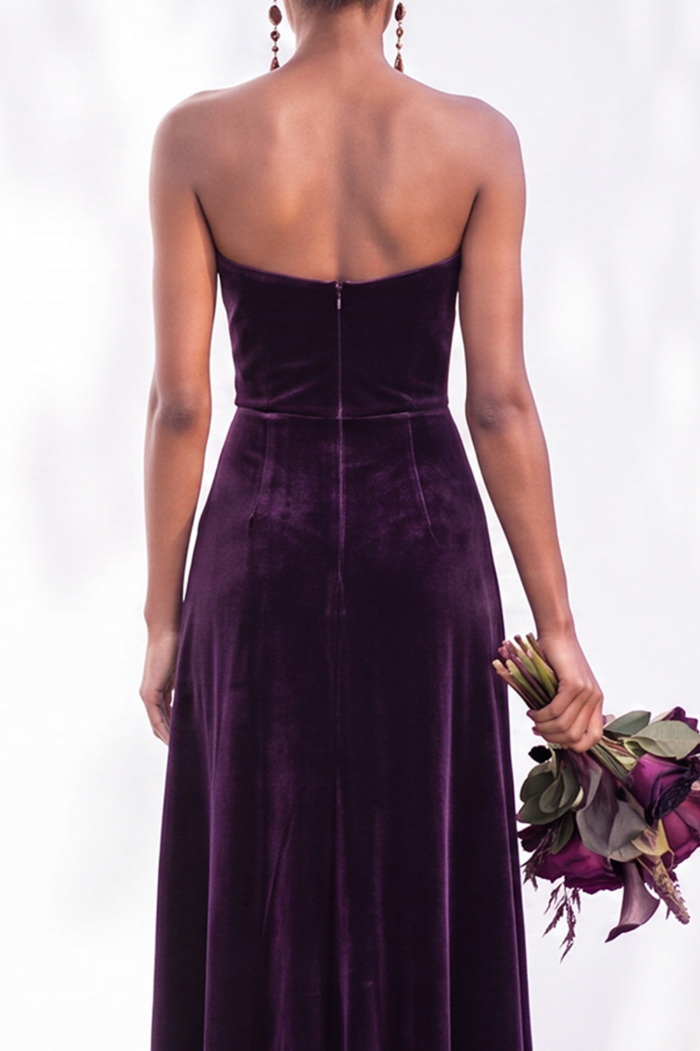 Navy Velvet Sheath Sweetheart Long Formal Dress with Slit