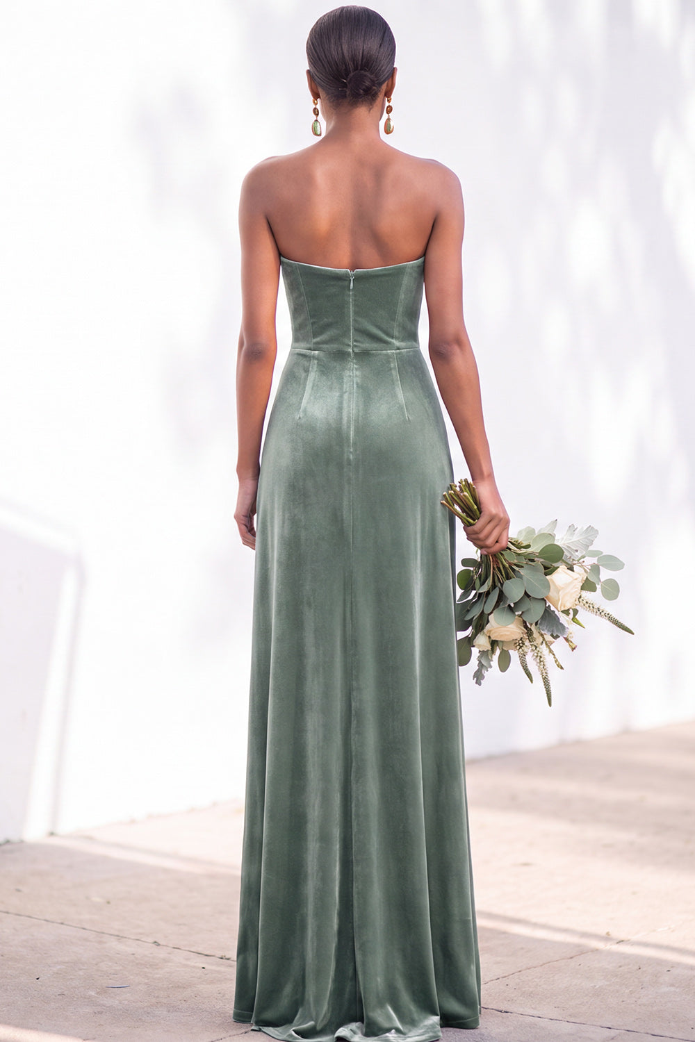 Navy Velvet Sheath Sweetheart Long Formal Dress with Slit