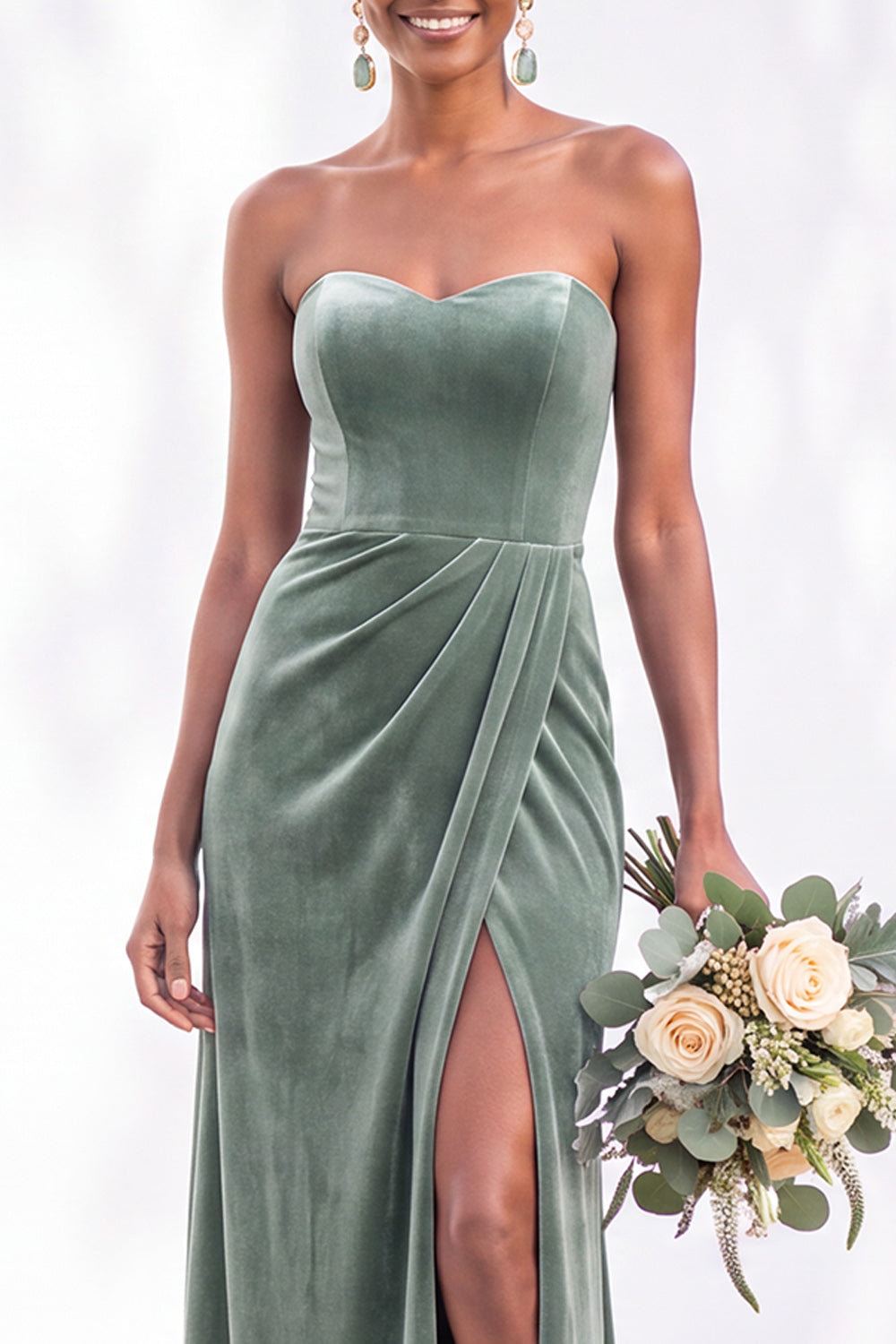 Navy Velvet Sheath Sweetheart Long Formal Dress with Slit
