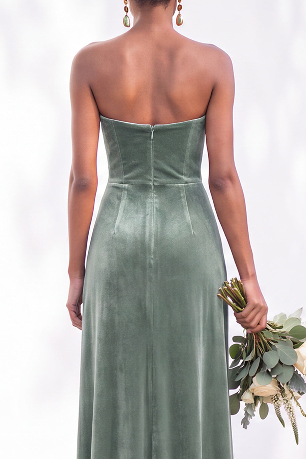 Navy Velvet Sheath Sweetheart Long Formal Dress with Slit