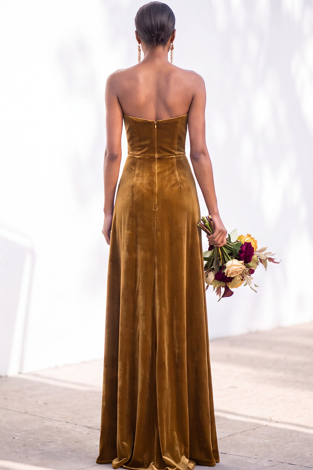 Navy Velvet Sheath Sweetheart Long Formal Dress with Slit