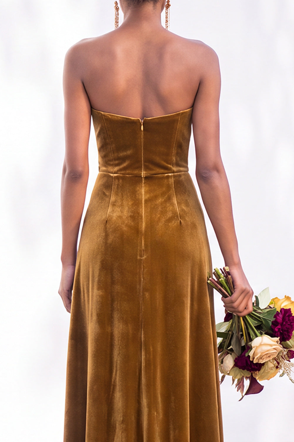 Navy Velvet Sheath Sweetheart Long Formal Dress with Slit
