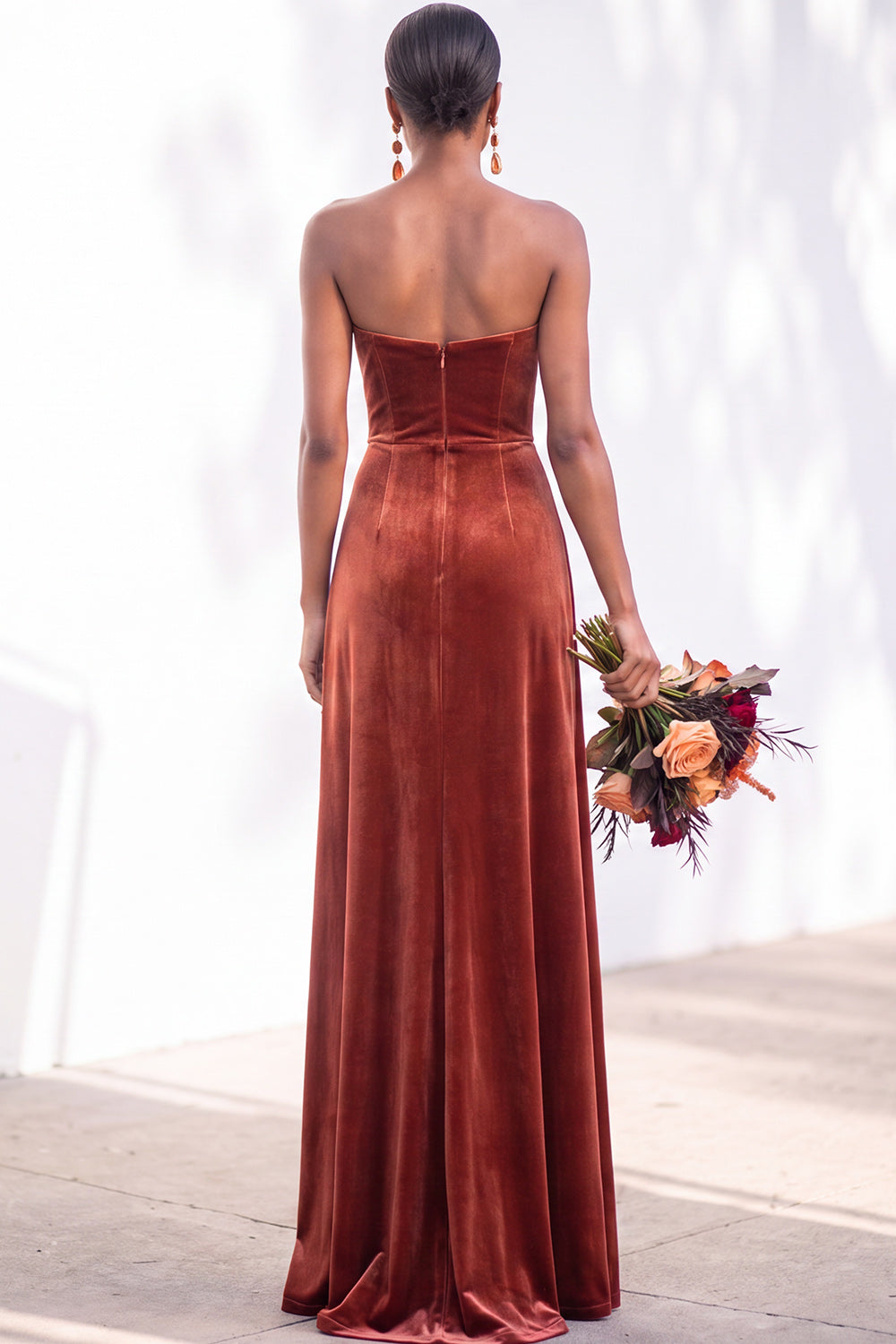 Navy Velvet Sheath Sweetheart Long Formal Dress with Slit