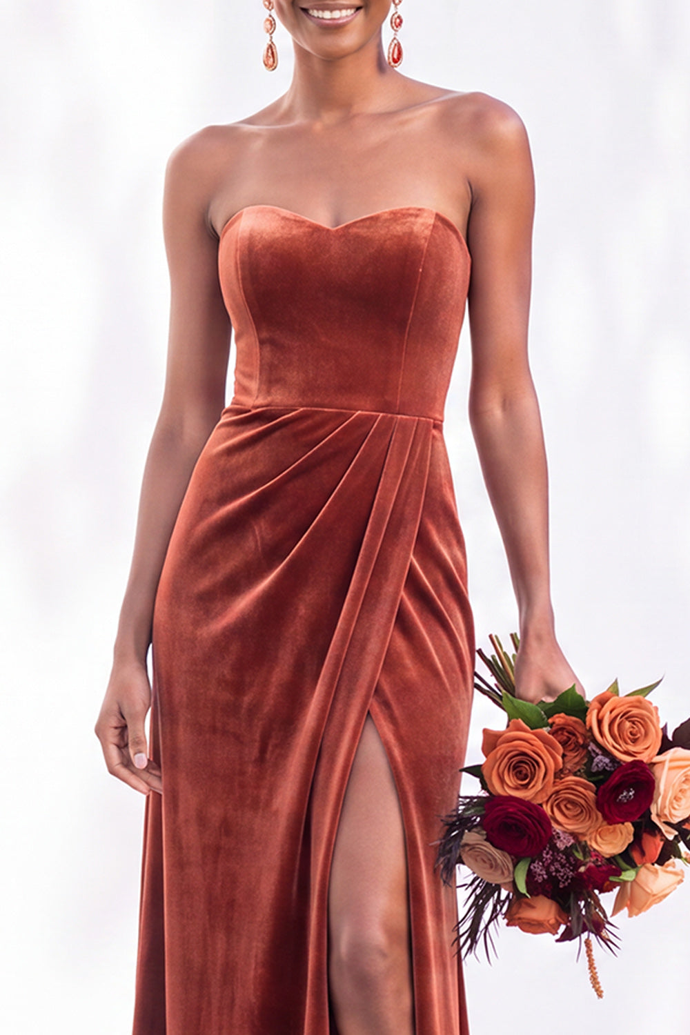 Navy Velvet Sheath Sweetheart Long Formal Dress with Slit