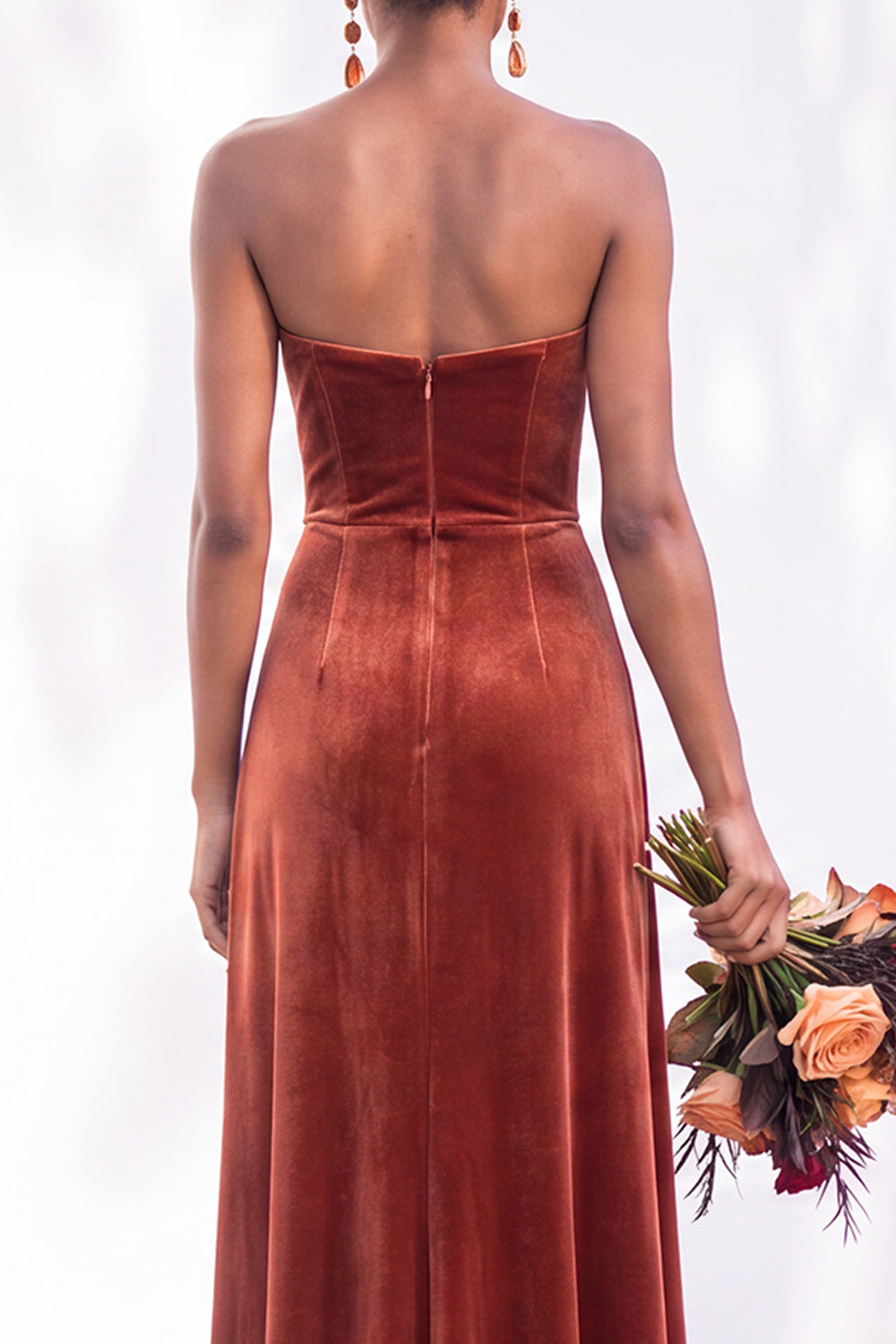 Navy Velvet Sheath Sweetheart Long Formal Dress with Slit