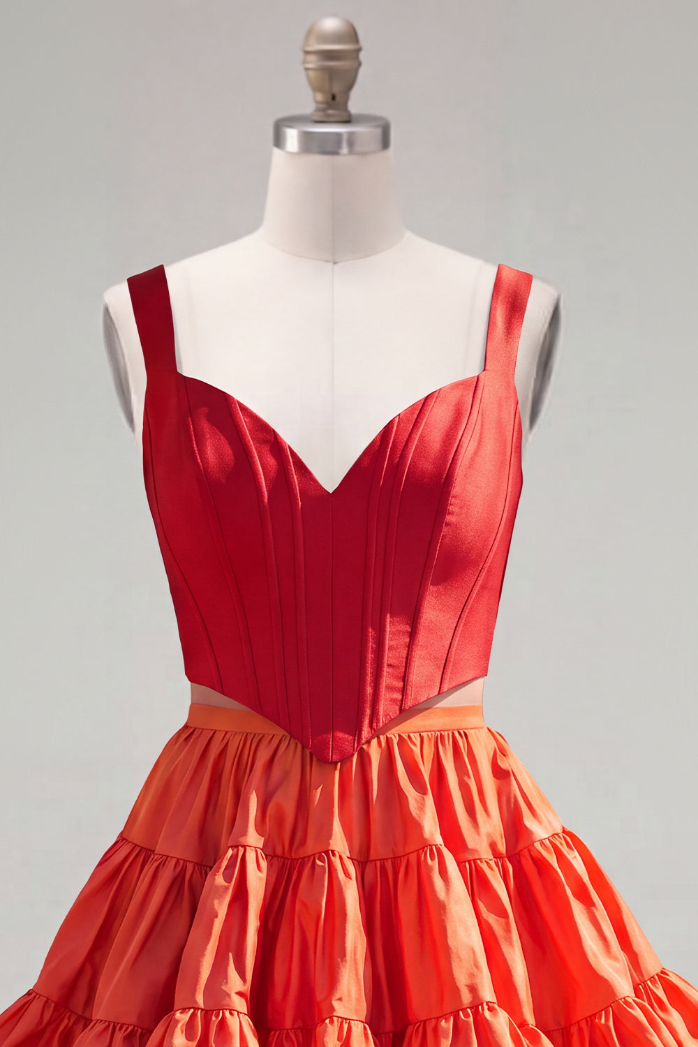 2 Piece Pink Fuchsia A-Line Ruffled Short Corset Homecoming Dress