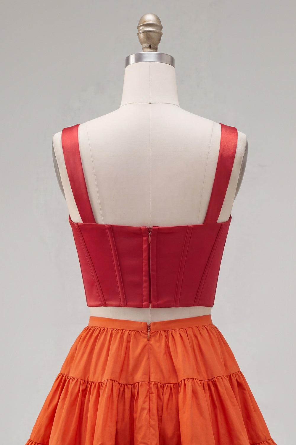 2 Piece Pink Fuchsia A-Line Ruffled Short Corset Homecoming Dress