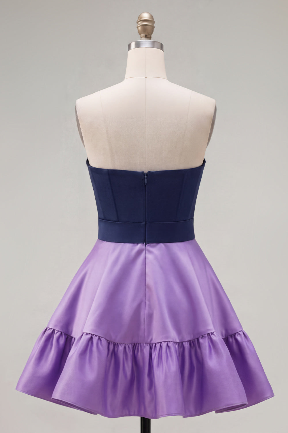 Pink Fuchsia A-Line Color Block Ruffled Short Homecoming Dress with Bow