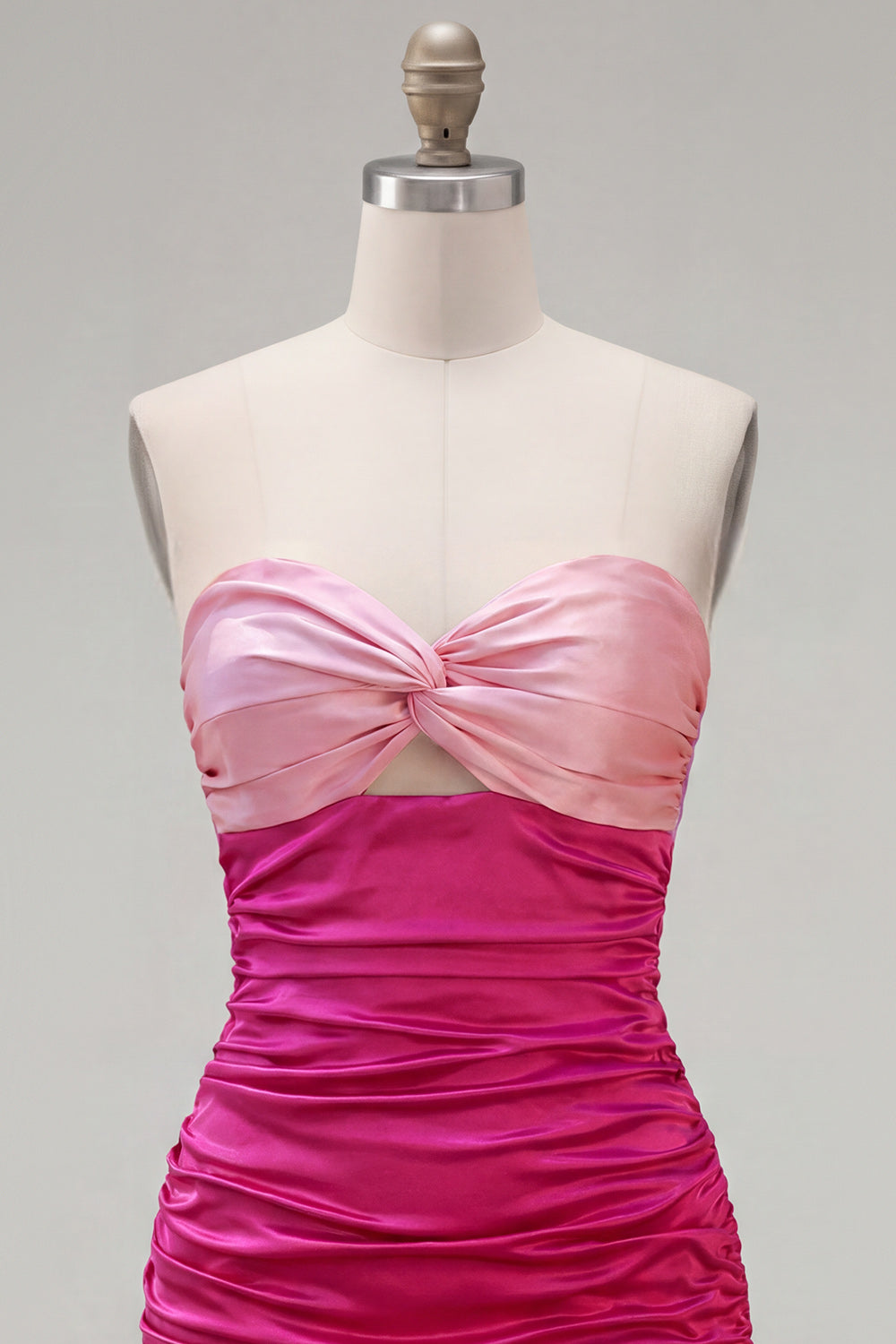 Pink Fuchsia Keyhole Color Block Short Tight Homecoming Dress