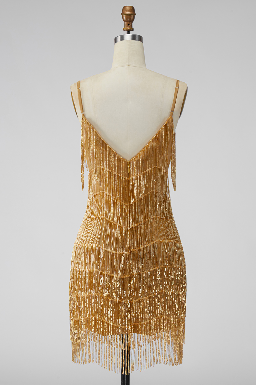 Sparkly Golden Tight Short Homecoming Dress with Fringes