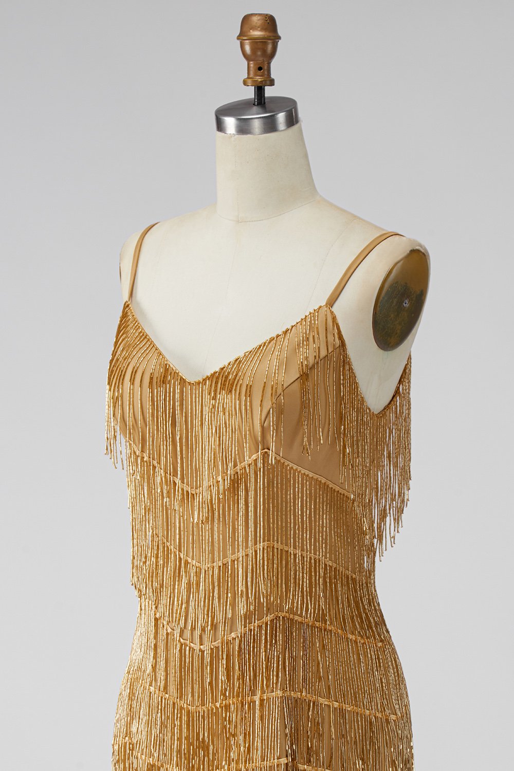 Sparkly Golden Tight Short Homecoming Dress with Fringes
