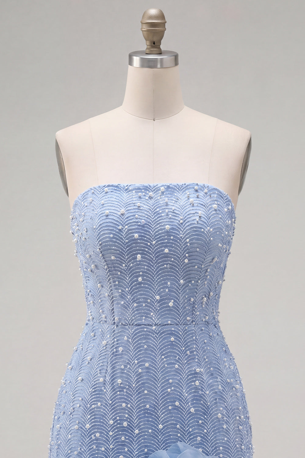 Pink Beaded Sparkly Strapless Tight Short Homecoming Dress with 3D Flowers