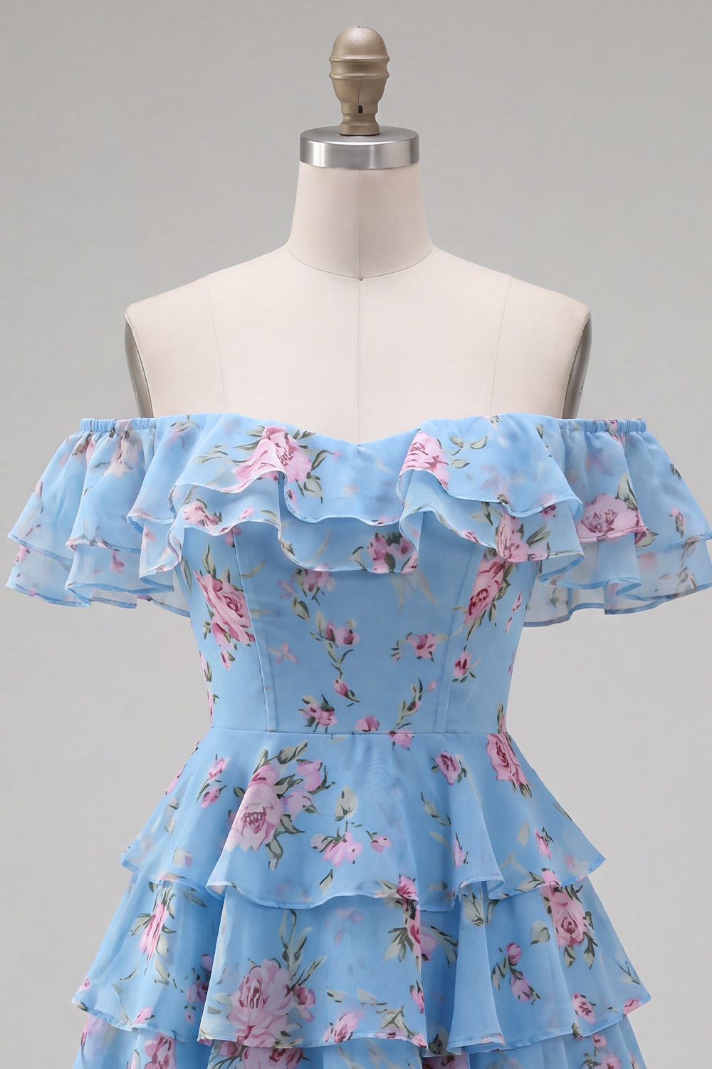 Yellow Floral Corset Tiered Ruffled A-Line Short Homecoming Dress