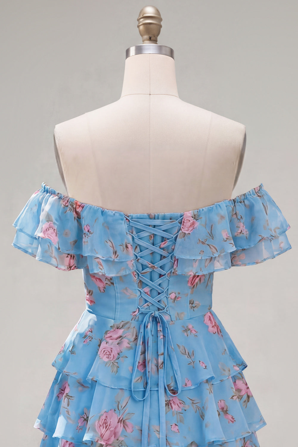 Yellow Floral Corset Tiered Ruffled A-Line Short Homecoming Dress